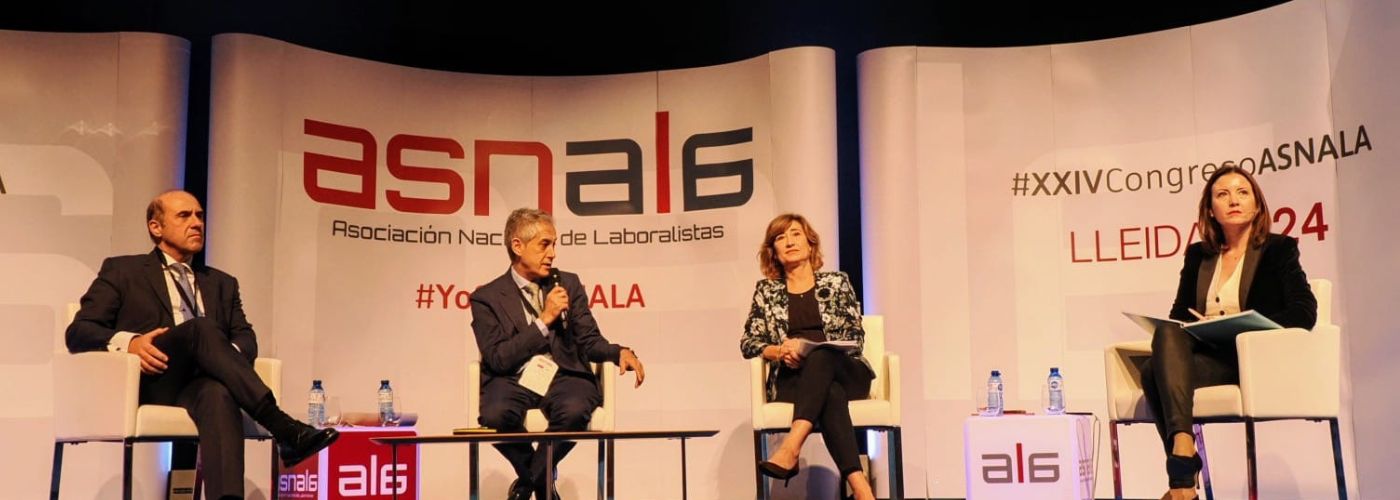 Yolanda Valdeolivas García, catedrática Derecho del Trabajo y de la Seguridad Social de la Universidad Autónoma de Madrid y Of Counsel en Pérez Llorca, Jordi García Viña, catedrático Derecho del Trabajo y de la Seguridad Social en la Universidad de Barcelona y Consejero del Área Laboral en Augusta Abogados, y Ana Ercoreca de la Cruz, inspectora de Trabajo y Seguridad Social y secretaria general de la Asociación Internacional de la Inspección de Trabajo. José Ramón Fernández García, vocal de la Junta Directiva de ASNALA, moderó esta sesión.