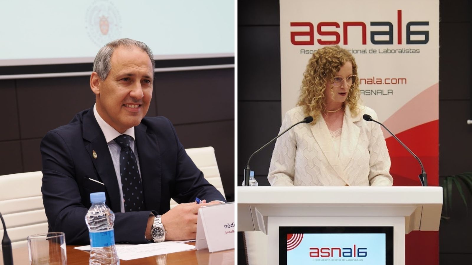 A la izquierda, Eugenio Ribón Seisdeos, decano del Ilustre Colegio de la Abogacía de Madrid. A la derecha, Ana Benavides Pizarro, directora corporativa de Relaciones Laborales de Banco Santander