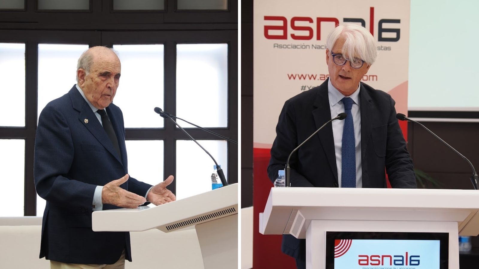 A la izquierda, Luis Enrique de la Villa, presidente del jurado del Premio ASNALA-Santander Justicia al Mejor Laboralista. A la derecha, Salvador González, presidente del Consejo General de la Abogacía Española